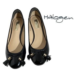 Halogen Bow & Tassel patent leather shoes